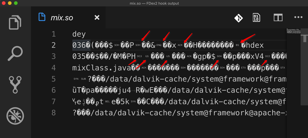 VSCode中显示控制字符的效果