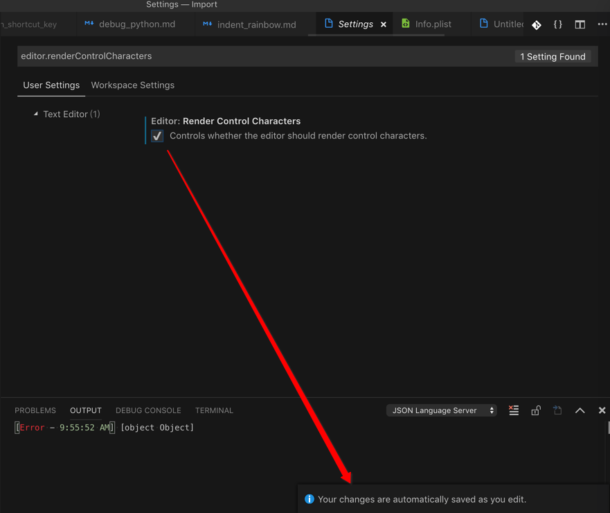 VSCode勾选显示控制字符