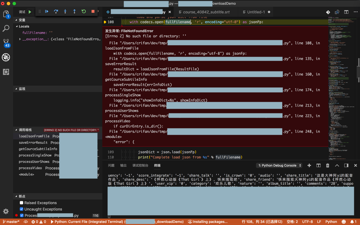 VSCode显示Python异常信息