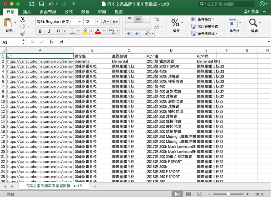 mac中excel打开utf8的csv乱码